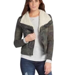 Anthropologie Marrakech Camo Sherpa Collar Moto Jacket